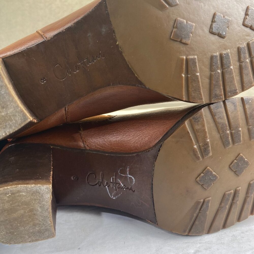 Cole Haan Brown Leather Boots Women’s Size 8 B Waterproof Heel Slip on - Picture 12 of 13